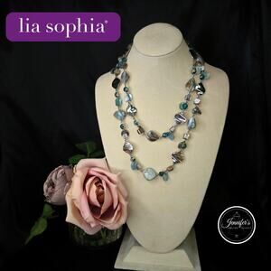 Lia Sophia "Ocean Air" Silver Tone Genuine Abalone & Mother of Pearl Necklace